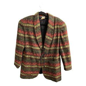 Womens M Vintage Aztec Blazer Gantos Wool Blend‎ Southwestern Drawstring Waist